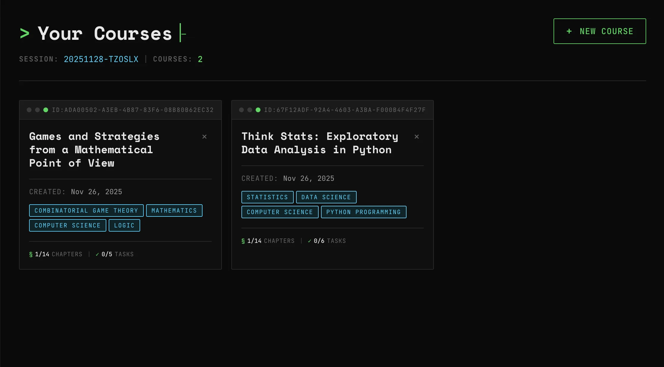 Study Junkie interface showing course chapters and progress